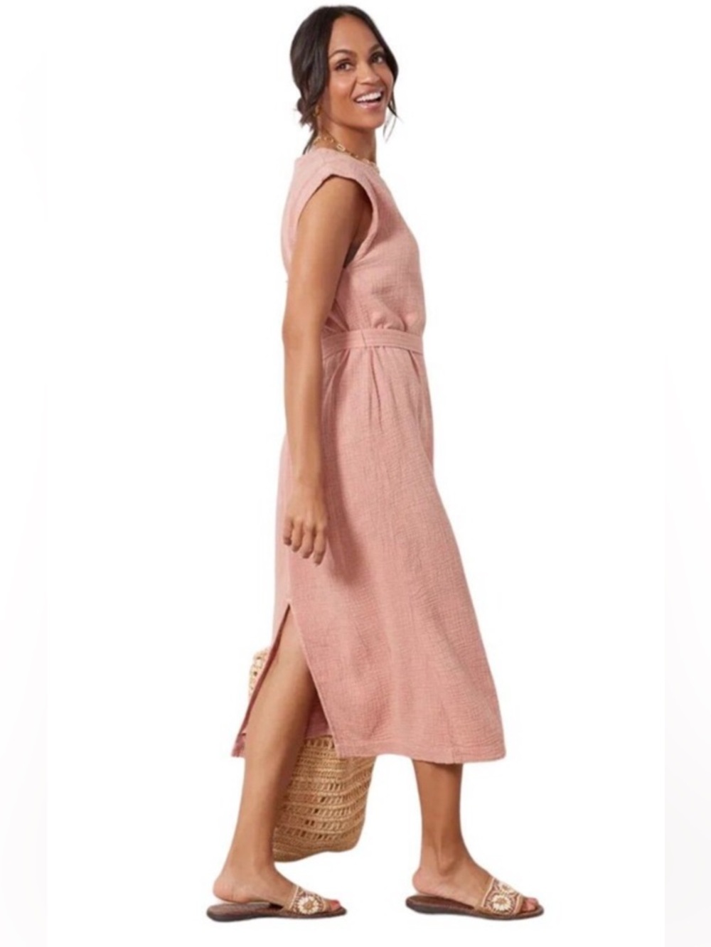 FAHERTY Dream Cotton Costa Gauzey Long Maxi Dress with Belt Sz Small - Picture 3 of 15